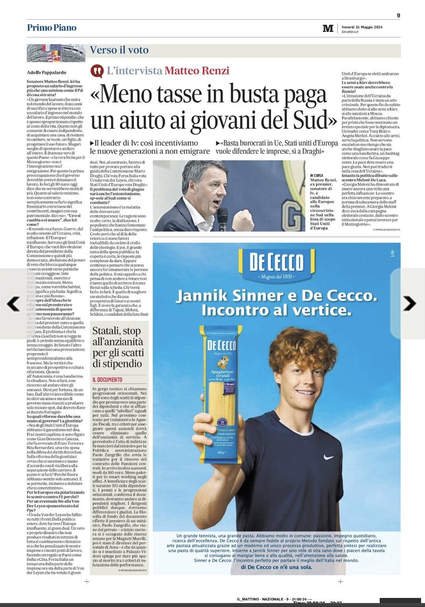 Più che di salario minimo, parliamo di salario di ingresso. Dobbiamo tagliare le tasse in busta paga e aiutare i giovani del #Sud. Il vero problema è l'emigrazione delle nuove generazioni dal Mezzogiorno #rassegnastampa <a href="/matteorenzi/">Matteo Renzi</a> <a href="/ItaliaViva/">Italia Viva</a>