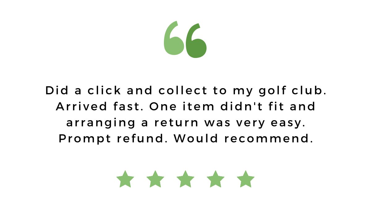 Shop using our Click & Collect service for convenient delivery to your local pro shop📦

Changed your mind? Don't worry, we offer FREE returns 🙌

#review #customerreview #feedback #customerfeedback #golf #positivefeedback #customersatisfaction #happycustomer #clickandcollect