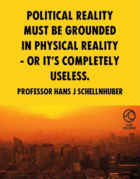 Politics-as-usual is disconnected from climate-ecological realities. A new politics must emerge from this vacuum - the politics of a #JustCollapse based on solidaristic community responses to accelerating, intensifying collapse. #InsurgentPlanning #MutualAid #SolidarityPrepping