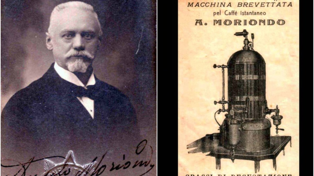 mariobianchi18's tweet photo. Il #31maggio 1914 moriva #AngeloMoriondo. Inventore noto soprattutto per aver progettato la "Brasiliana", la macchina del caffè istantaneo: era in rame e bronzo, alta circa un metro e aveva la forma di campana. Riscosse un successo strepitoso: pare che il caffè fosse eccellente. https://t.co/rH7NHUZk2I