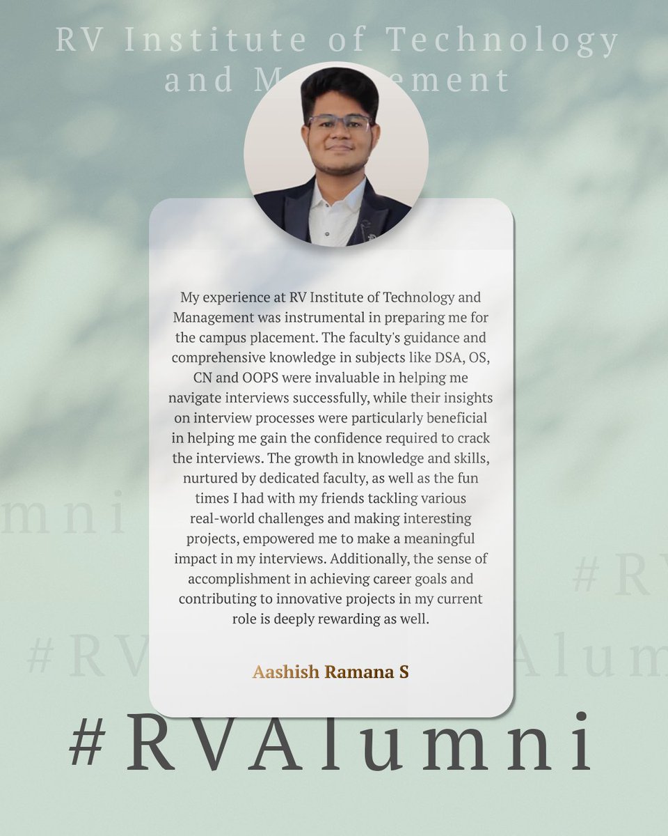 RVITM_Official's tweet photo. Aashish Ramana S's journey from RVITM to Nutanix is a testament to our commitment to excellence. Congratulations! Your success inspires us all.

#RVAlumni #RVITM #Technology #RVEI #GoChangeTheWorld https://t.co/UvLrcSWxn5