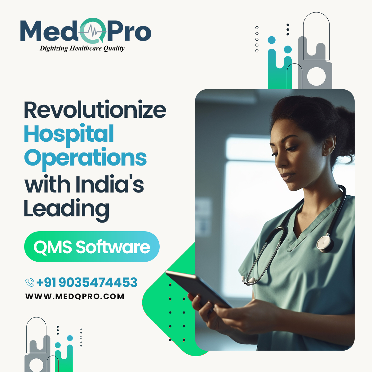 MedQPro's tweet photo. Revolutionize your #hospitaloperations with #MedQPro, India's leading #QMSsoftware. Enhance efficiency, ensure compliance, and deliver superior #patientcare with this state-of-the-art solution.

Contact us @ +91 9035474453 for an online demo today or visit https://t.co/kMsYP3z2UC https://t.co/i3r8T1nHnP