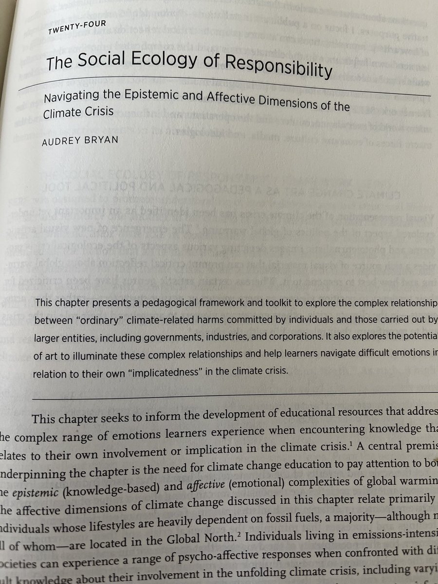 Thrilled to have received my copy of this vital “existential toolkit for climate justice educators” edited by Jennifer Atkinson & Sarah Jaquette Ray and to have a chapter on climate change art as a pedagogical and political tool