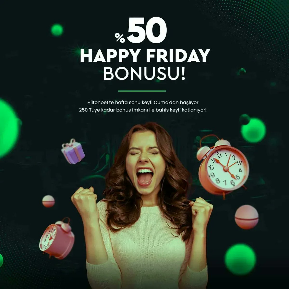 😍 Hilton'da her cuma başbaşka!

%50 Happy Friday Bonusu seni bekliyor!👀

💸 250 TL'ye kadar bonus imkanından yararlan, hafta sonu keyfine bugünden başla! 

✊ Hilton, günlük 2.000.000 TL limiti ile limit tanımadan kazananların adresi: ws.tc/hiltonbet