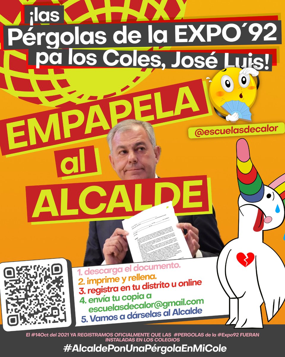 Ampa Cerro-Amate (@ampaamate) on Twitter photo Desde escuelas de calor solicitan que se destinen las pérgolas de la Expo para los colegios. Nos sumamos a esta iniciativa.<a href="/Ayto_Sevilla/">Ayuntamiento de Sevilla</a> <a href="/ceippauloorosio/">CEIP Paulo Orosio</a> <a href="/jlsanzalcalde/">José Luis Sanz</a> <a href="/escueladecalor/">Escuela de Calor</a> <a href="/PatricioLeonR/">Patricio León Roca</a> <a href="/pepelugomoreno/">José Lugo Moreno</a> Desde escuelas de calor solicitan que se destinen las pérgolas de la Expo para los colegios. Nos sumamos a esta iniciativa.<a href="/Ayto_Sevilla/">Ayuntamiento de Sevilla</a> <a href="/ceippauloorosio/">CEIP Paulo Orosio</a> <a href="/jlsanzalcalde/">José Luis Sanz</a> <a href="/escueladecalor/">Escuela de Calor</a> <a href="/PatricioLeonR/">Patricio León Roca</a> <a href="/pepelugomoreno/">José Lugo Moreno</a>