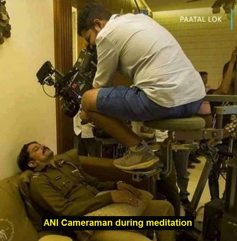 minicnair's tweet photo. ANI cameramen during meditation!! https://t.co/kCC8r3hgli