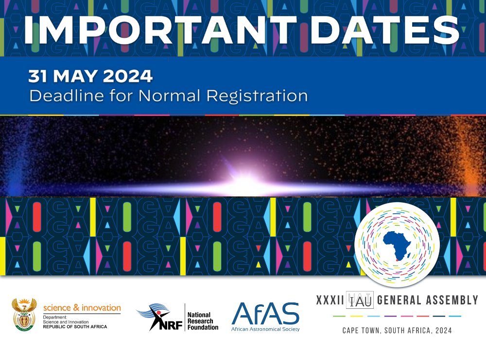 Don't miss out! 🚨

The deadline for standard registration rates for IAU GA 2024 is fast approaching on 31 May 2024. 🔭

Secure your spot now! astronomy2024.org/registration/