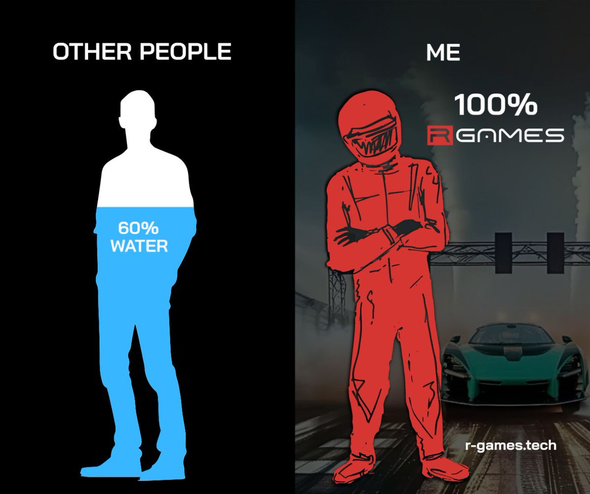 Cutting-edge cars, fearless racers!!

100% #RGamers! 🏎💨💨💨

🚦Only at 🌐 r-games.tech

📲 Download on #mobile: r-games.tech/RGames-Alpha-A…

#Web3Gaming #RGAMES #FunFriday #memes