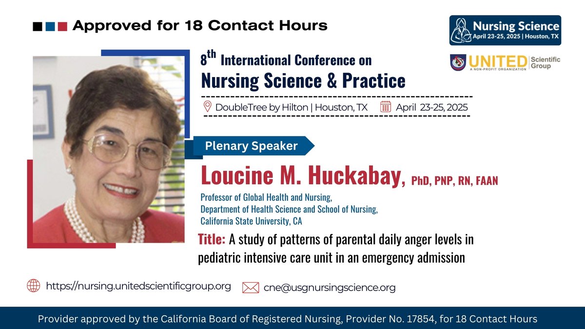 Stay tuned for more updates on speakers, agenda, and registration details! Don't miss out on this incredible opportunity to learn, grow, and connect with like-minded professionals in the field of #Nursing and #GlobalHealth!!! 

<a href="/uniscigroup/">United Scientific Group</a> 
linkedin.com/feed/update/ur…