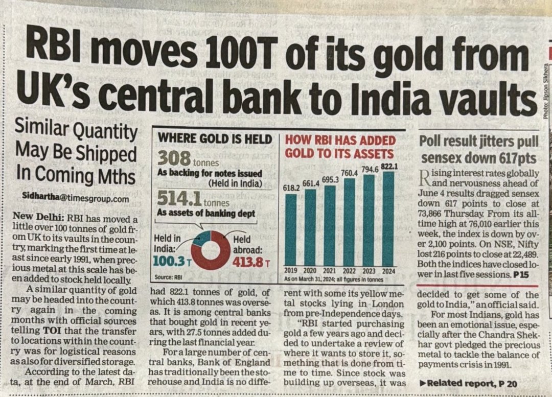 DARK TRUTH OF EX-PM MANMOHAN SINGH

1. Today, news came that RBI brought back 100 tonnes of Gold from the Bank of England, which Manmohan Singh put in 1991.

Read this thread to know the dubious role of Manmohan Singh, which you will not find anywhere in the media or books.