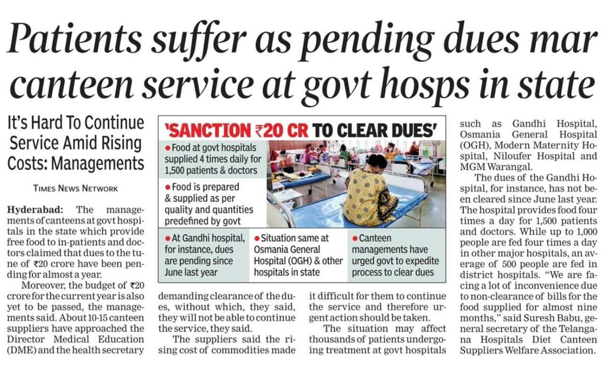 Due to Congress government negligence, patients and doctors are going without food because of ₹20 crore in unpaid bills to hospital canteens. This negligence, combined with rising costs, endangers lives. Immediate action is crucial to settle the outstanding bills and safeguard