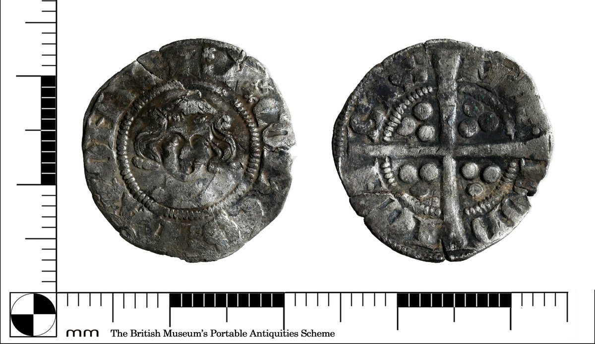 Today's #FindsFriday - this #medieval silver penny isn't what it seems! It looks like an English long cross type but it is from a continental ruler aiming to boost confidence in their coin by imitation (Record ID: SUR-85AF9F - MEDIEVAL coin (finds.org.uk)) @FindsOrgUK