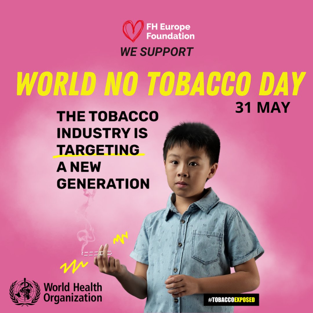 🚭 FH Europe Foundation supports #WorldNoTobaccoDay that we are marking today. Smoking is a major risk for coronary heart disease, especially for those with familial hyperlipidaemias (#FH, #HoFH, #Lp(a), #FCS). Stay smoke-free! 🌍❤️ #HeartHealth #YouthHealth #FHEuropeFoundation