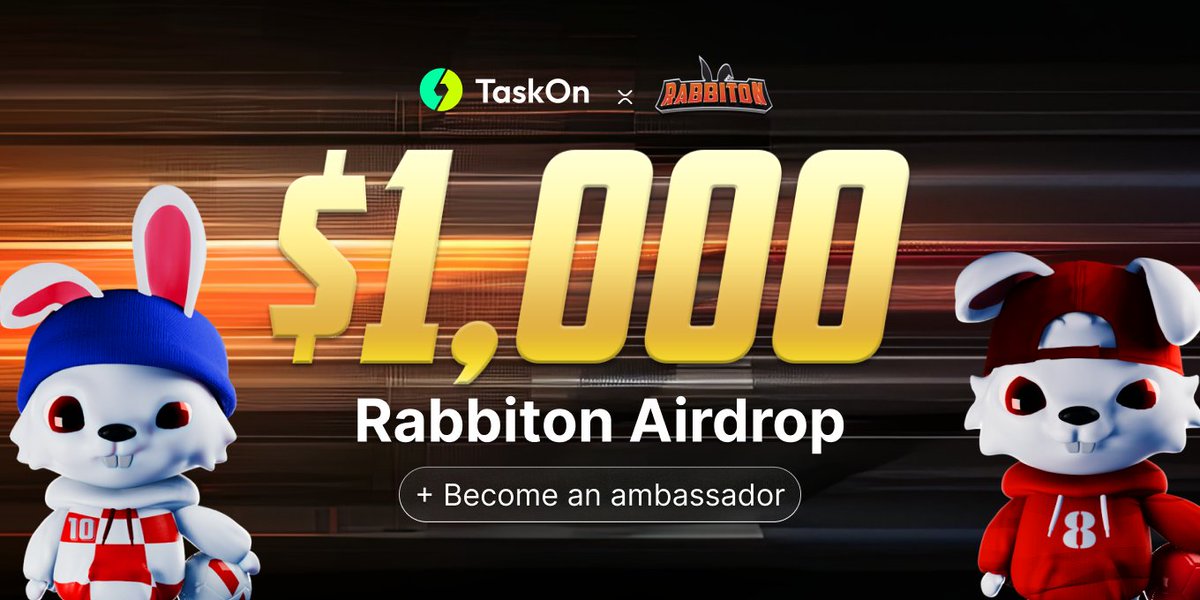 rabbiton_rbt's tweet photo. 🚀 Hey Rabbitons! 🌟 We're excited to announce our $1,000 Rabbiton Airdrop with guaranteed rewards distributed by TaskOn!

Join the campaign now 👉 https://t.co/cWZnF4plkS

Bonus: Become our ambassador for up to $10,000 in referral rewards (more info inside)

Let's make this campaign unforgettable together! 🙌💫

#Rabbiton #NFT #TaskOn #Crypto #Giveaway #Blockchain #Airdrop