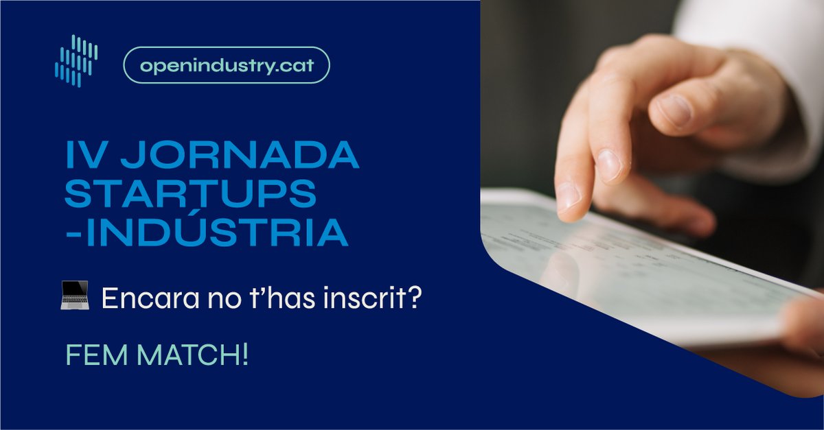 Aquest any tornem amb força! Una oportunitat única per connectar amb startups innovadores🚀

📅 Dijous 13 de juny a les 16h
📍Centre de Negocis Nodus Barberà

Inscriu-te ja!👇🏻
docs.google.com/forms/d/e/1FAI…

<a href="/treballempresa/">Treball i Empresa</a> <a href="/SQVpromocio/">SQVpromocio</a> <a href="/PEBdV/">Promoció Econòmica BdV</a>

#openindustry #opendays2023 #Industry40