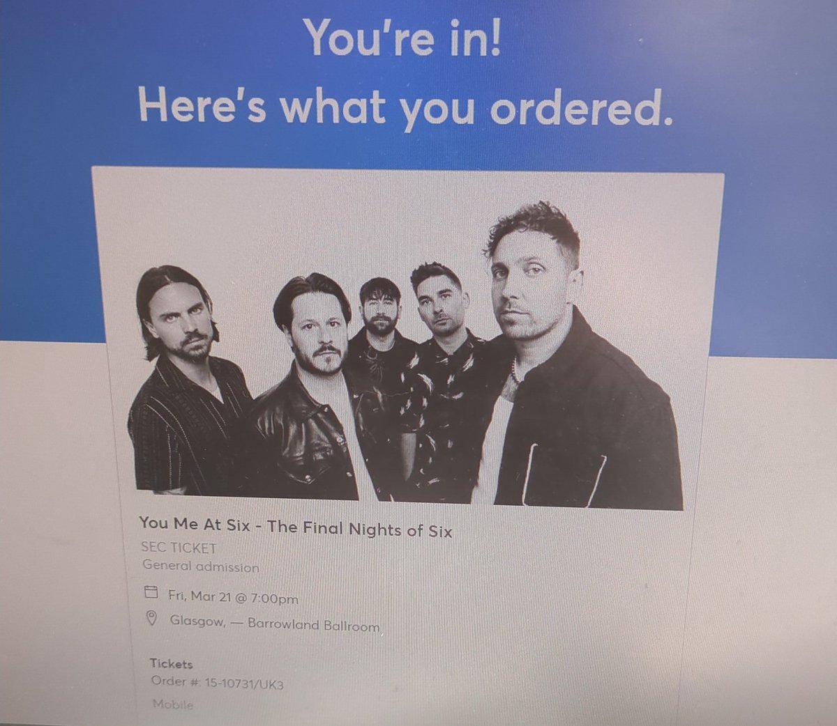 Pink_Sheep12's tweet photo. Despite fighting in the pits for 2 days on presale and being unlucky we fucking did it on general sale for Friday!

Going to be the saddest show of my life but it's worth it ❤️ https://t.co/v329XbMtQG