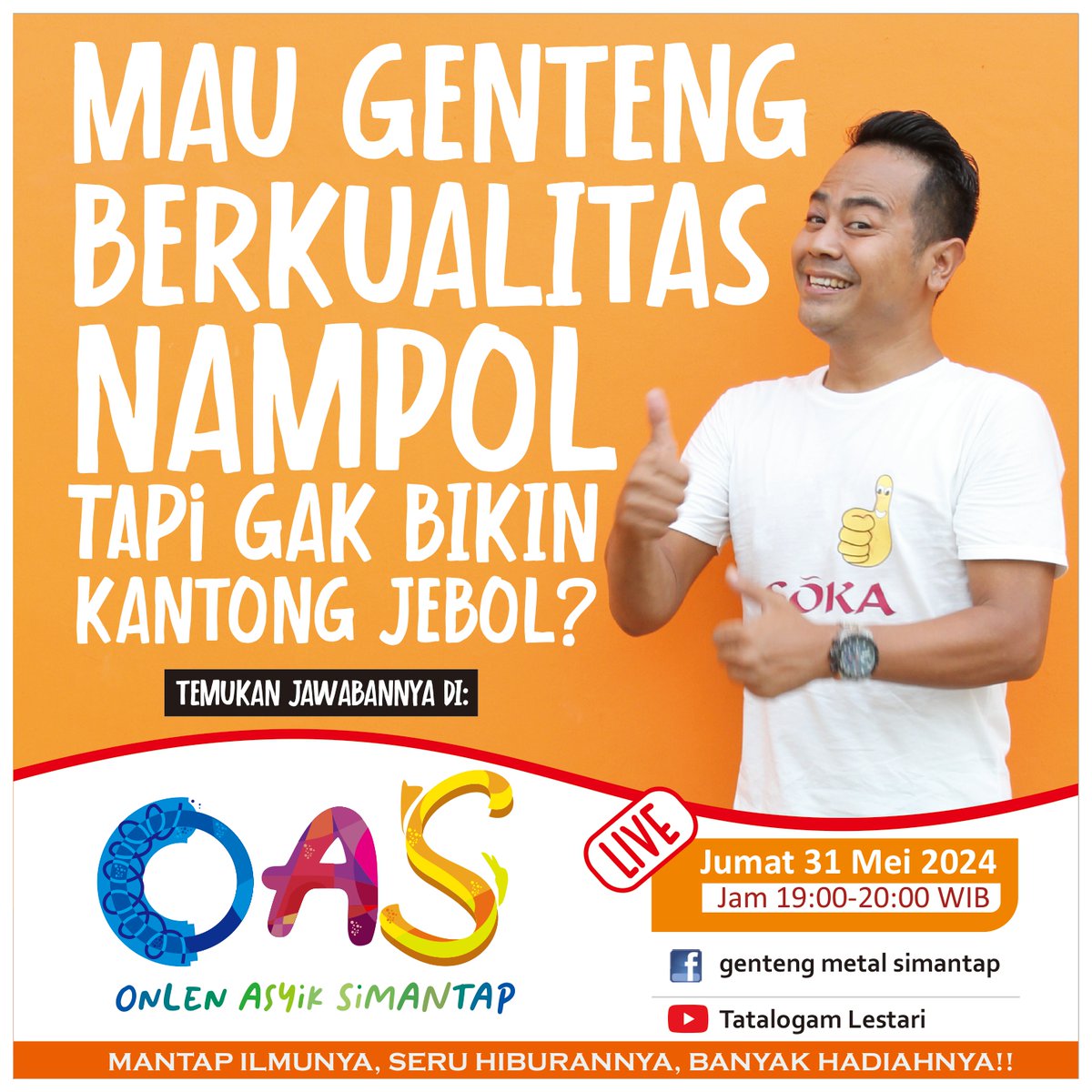 tatalogam's tweet photo. Bingung jumat malam mau ngapain?
Kalo saran Mintap sih mending kalian join di Live Online Asyik SiMantap, Jumat 31 Mei 2024 jam 7 malam yaaa. Live hanya di Facebook dan Youtube📷 https://t.co/tXoYDr1nay