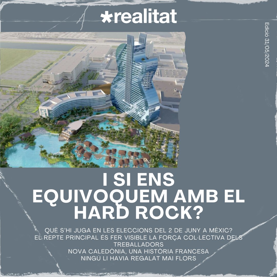 📢NOVA EDICIÓ
Avui obrim l'edició analitzant com estem abordant la qüestió del Hard Rock des de l'esquerra. I a més a més, Mèxic, Nova Caledònia i més cosetes!

📲Articles a realitat.cat

🧵Fil amb el sumari