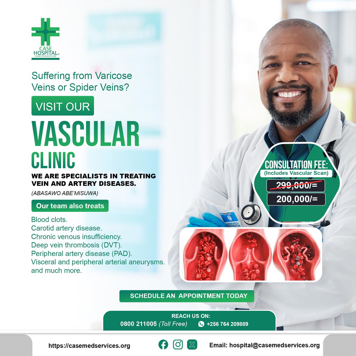 Take the first step towards a healthier tomorrow! If you're struggling with vein or artery issues, we're here to help. 

Contact us today at 0800 211005 (toll-free) and let our experts guide you towards a life free from pain and discomfort. 

#VascularHealth #FluentInHealthCare