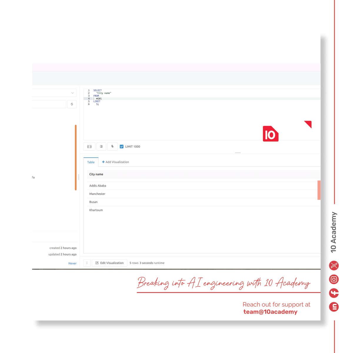 10acad's tweet photo. 10 Academy trainees developed a chatbot that converts questions into SQL queries, enabling non-technical users to access YouTube data. The program is highlighting trainee @Michael's work, which shows AI's ability to make data more accessible. https://t.co/jkjGpRvXjj