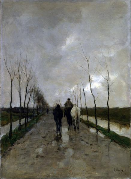 A Dutch Road Anton Mauve Date: 1880 Style: Realism Genre: landscape
