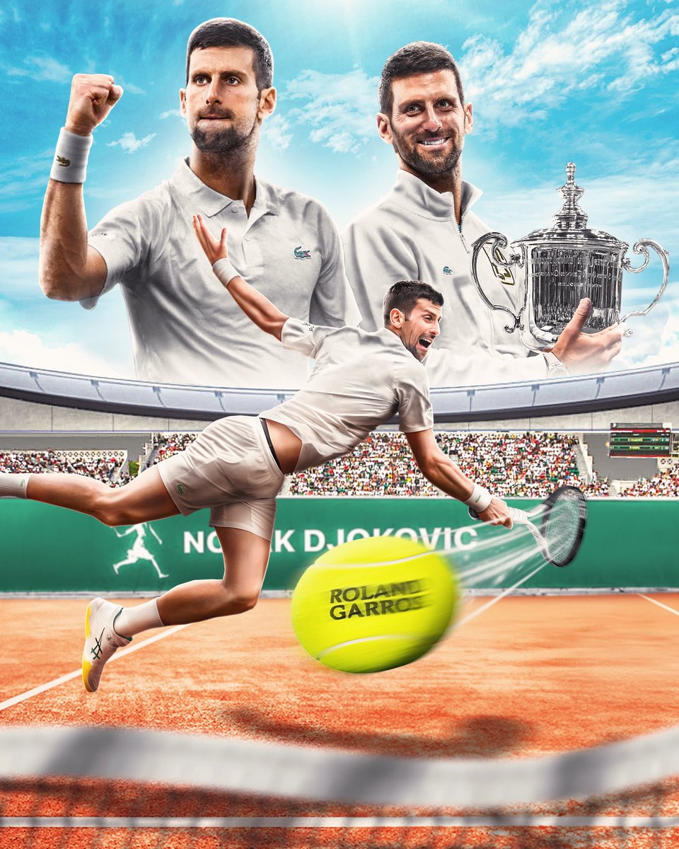 Poster Tennis - Roland Garros 2024 with @DjokerNole 🎾 #TennisTips #rolandgarros #djokernole #photoshop #posterdesign #poster