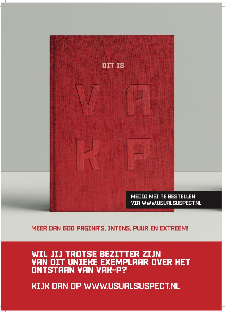 In 2001 verscheen het boek “Wij tegen iedereen”. In 2018 het boek “Altied wat” . En nu in 2024 verschijnt DIT IS VAK P! Maar op = op! Mis deze uitgave niet en bestel via usualsuspect.nl