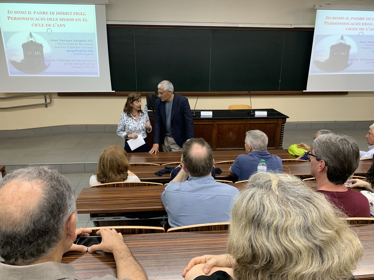 FilComUB's tweet photo. 📸 Ahir va tenir lloc la penúltima sessió del cicle de divulgació #DijousFilComUB, amb una sessió a càrrec del professor José Enrique Gargallo (@JEGargallo)
🗣️ «'Io sono il padre di dodici figli...' Personificació dels mesos en el cicle de l'any» https://t.co/icvre67ddC