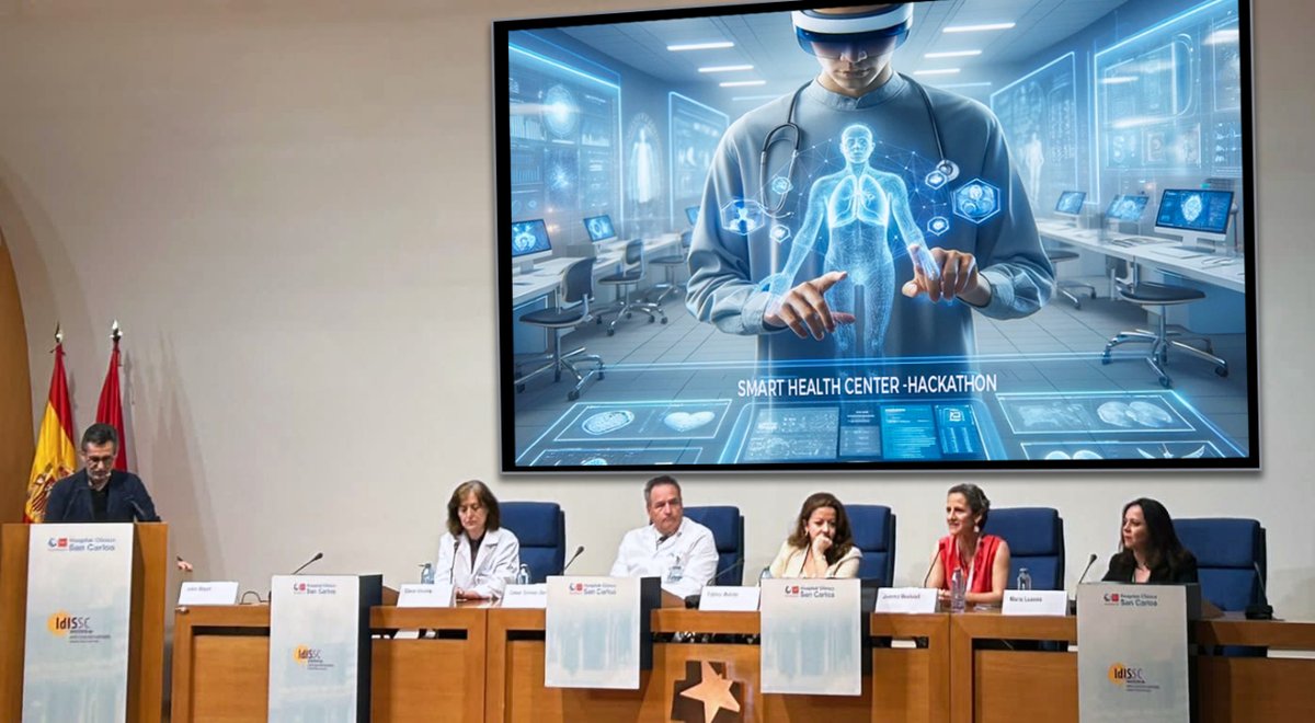 GEElectromedico's tweet photo. Comienza la segunda jornada del #SmartHealthHackathon en el @iClinicoMadrid, donde participamos como colaboradores en esta emocionante experiencia de #IA y soluciones tecnológicas relacionadas con la e-Health. #geexperience https://t.co/vU6ZpQWc7X
