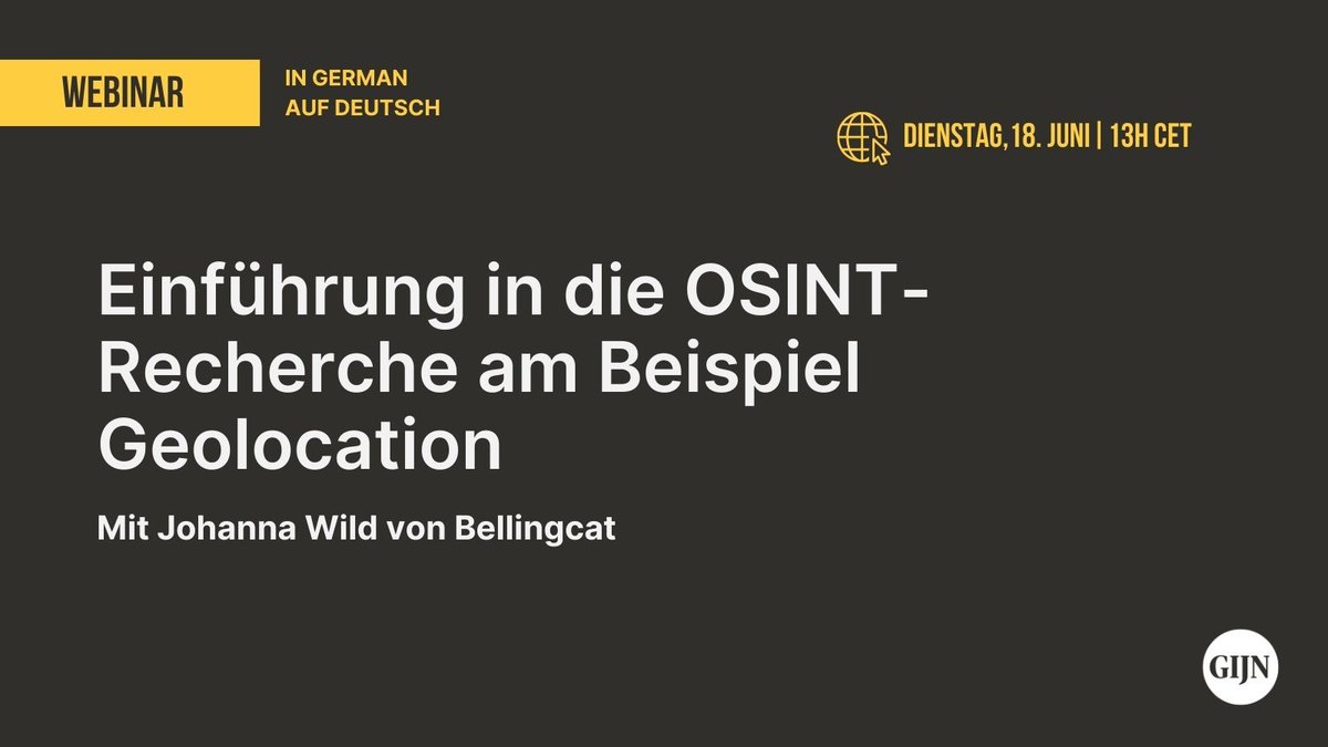 Bellingcat (@bellingcat) on Twitter photo Sprechen Sie Deutsch? Sign up for this <a href="/gijn/">Global Investigative Journalism Network</a> webinar on the 18th of June with our wonderful Investigative Tech Team Lead <a href="/Johanna_Wild/">Johanna Wild</a> as she introduces you to open source research techniques. nrch.de/gijnosint Sprechen Sie Deutsch? Sign up for this <a href="/gijn/">Global Investigative Journalism Network</a> webinar on the 18th of June with our wonderful Investigative Tech Team Lead <a href="/Johanna_Wild/">Johanna Wild</a> as she introduces you to open source research techniques. nrch.de/gijnosint