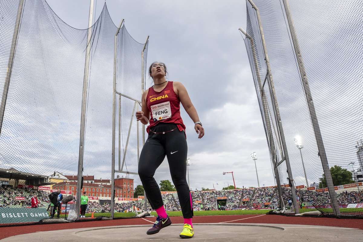 #DiamondLeague 🇨🇳🏅China's Feng Bin had a best throw of 67.89 meters to win the women's discus at #OsloDL🇳🇴 as she gears up for #Paris2024 hoping for a first Olympic title. @WorldAthletics @iShandong #Olympics2024 #GamesOn