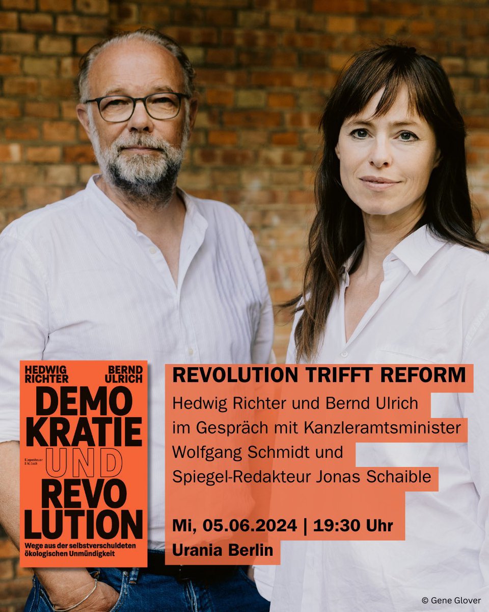 REVOLUTION TRIFFT REFORM - das gibt es auch nicht alle Tage. Es hat mich überrascht u gefreut, dass @W_Schmidt_ mit @RichterHedwig @beimwort und mir darüber diskutieren will, ob es einen fundamentalen Politikwechsel braucht. Mittwoch in der #Urania #Klima
uraniaberlin.reservix.de/p/reservix/eve…