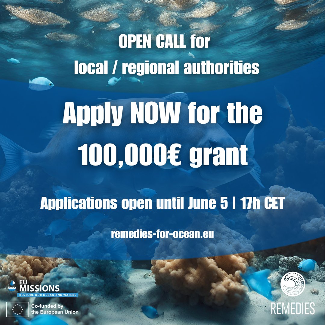 remedies_EU's tweet image. 🌊 Apply for grants up to 100,000 € and join us in shaping a #PlasticLitterFree future!

⚠️ Apply until June 5, 2024 (17h CET):
remedies-for-ocean.eu/open-call-2/
