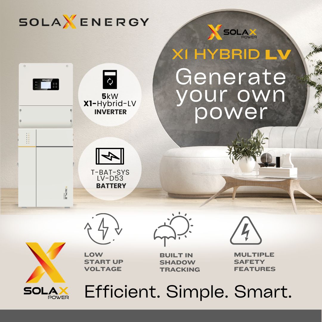 _SolaxEnergy_'s tweet photo. ☀️ Now available! The Brand New X1-Hybrid-LV paired with the T-BAT-SYS-LV-D53 Battery from #Solax.
☀️ Efficient. Simple. Smart.

✖️ Join the Solax Energy Revolution and power your home with cutting-edge technology.

#SolarSavings #SolaxEnergy #SolaxInnovation #AwardWinningSolax https://t.co/gjtki34FJh