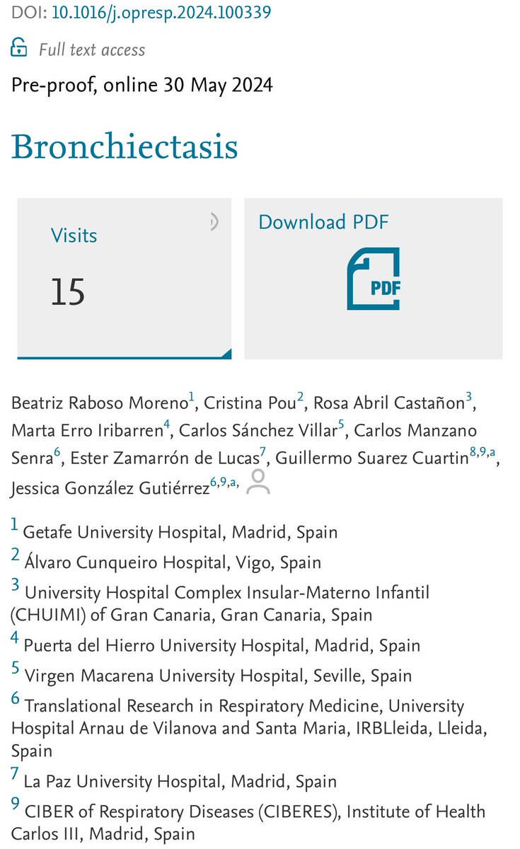 Os comparto una revisión actualizada que hemos realizado el grupo emergente de infecciosas de separ  a través de preguntas y respuestas sobre lo más novedoso de bronquiectasias.
Agradecer la gran ayuda de nuestros tutores: Guillermo y Jessica 

elsevier.es/en-revista-ope…