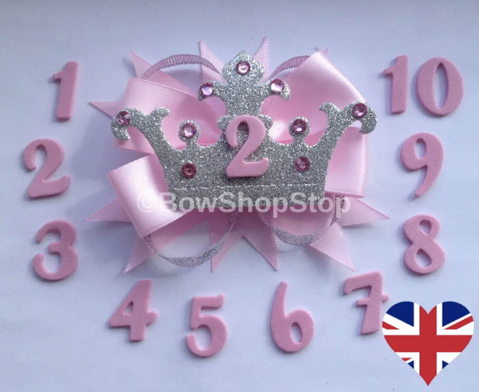 Check out Pink Birthday Crown Badge Age Number Hair Bow Ribbon Girls Alligator Clip 🇬🇧 ebay.co.uk/itm/2234849838… #eBay via @eBay_UK