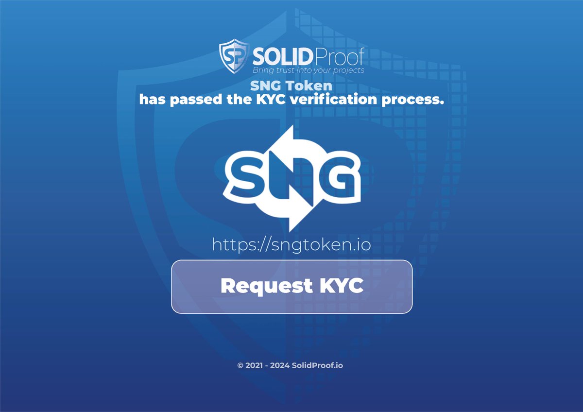 solidproof_news's tweet photo. We are happy to announce that we have completed the KYC process for @Swap_N_Go 

Need a KYC?
https://t.co/9DXI3qJCHH

Check out the full KYC report here:

https://t.co/wRxH4RmYCz

#SmartContracts #Blockchain https://t.co/60xXOOiwcm