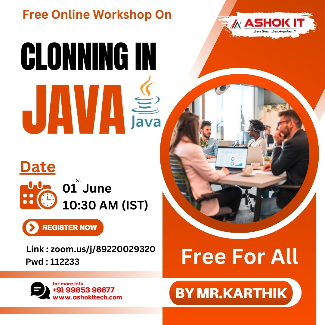 ashokitschool's tweet image. 🛑 [Free Workshop]Cloning In Java🛑

✍️ Enroll Now : bit.ly/3TO8v3Y

👉 Free Workshop On 1st June @ 10:30 AM IST

👉 Follow Our WhatsApp Channel : bit.ly/49wCWje

#javafullstackdevelopercourse #java #javafullstacdevelopmentcourse #coding #programming