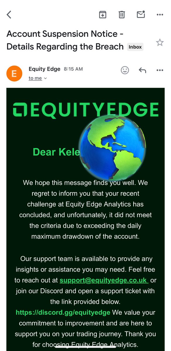 bobbylashley192's tweet photo. @EquityEdgeUK Why did you end my challenge I didn't reach you daily drawdown and you sending me an email stoping my on going trade at the lost of - $3 saying I reach the daily Maximum draw down..? What's going on equity edge. Can you explain this please!?? https://t.co/ckkG7v630c