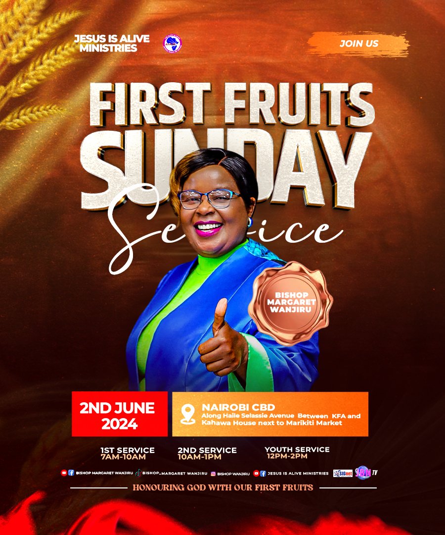 BishopWanjiru's tweet image. Romans 11:16
"For if the firstfruit is holy, the lump is also holy; and if the root is holy, so are the branches."

See you on Sunday as we enter another season of learning and experiencing the blessings of the Firstfruits. 
#YearofGreatness 
#Firstfruit