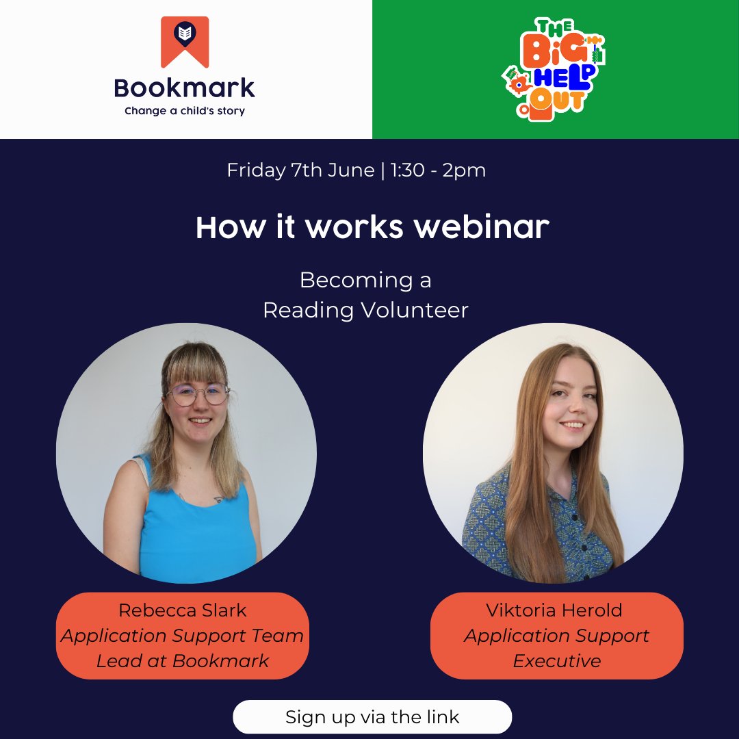 BookmarkCharity's tweet image. Join us for our last webinar of #TheBigHelpOut series, where we&apos;ll be discussing how to become a volunteer. 

Find out how to volunteer with Bookmark by joining our webinar ➡️app.doit.life/my-wallet/acti…

#BookmarkReading #Volunteering #Reading