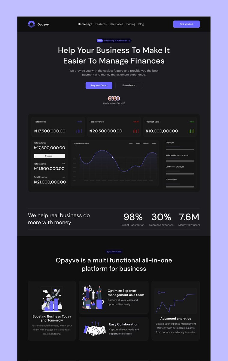 A man is great not because he hasn't failed; a man is great because failure hasn't stopped him'- Confucius

Today's design
Landing Page for a SaaS (Software as a service) Product.

Have a great weekend 💜💛

#uxfoundry #30daysdesignchallenge #productdesign #uiuxdesign