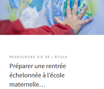 Le Pôle maternelle 17 met à la disposition des équipes de circonscription <a href="/DSDEN17/">DASEN17</a>  et des équipes d'école, une fiche synthétique pour organiser une rentrée échelonnée à l'école maternelle 🔗blogs17.ac-poitiers.fr/polematernelle…