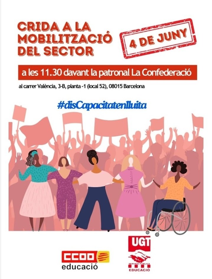 PROU INMOBILISME PATRONAL!!! CONDICIONS DIGNES!!!
<a href="/discapDigna/">disCapacitat en lluita</a> <a href="/UGT_Comunica/">UGT</a> <a href="/DiariDiscapCat/">Diari de la DisCapacitat</a> 
<a href="/gencat/">Generalitat de Catalunya</a> 
#disCapacitatenlluita