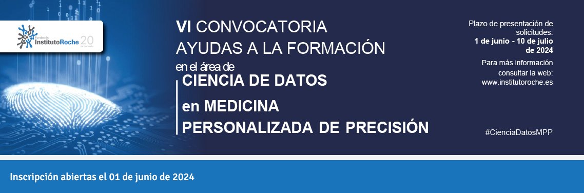 ¿Quieres ser bioinformática/o? 👩🏻‍💻👨🏾‍💻 @InstitutoRoche convoca 4 becas para realizar el Máster en Bioinformática y Ciencia de Datos en Medicina de Personalizada de Precisión y Salud @SaludISCIII @CNIOStopCancer @BSC_CNS @SEBiot_ ℹ️institutoroche.es/premiosybecas/… ✅ masterbioinformatica.com