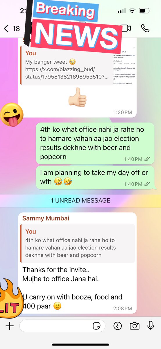 My plan for 4th June, inviting my close group, all Modi supporters🥹🍿🍻
Shayad office bhi chali jau, libbis ke chehre dekhne 🤣🍿
#ModiAgainIn2024
#LokSabhaElections2024