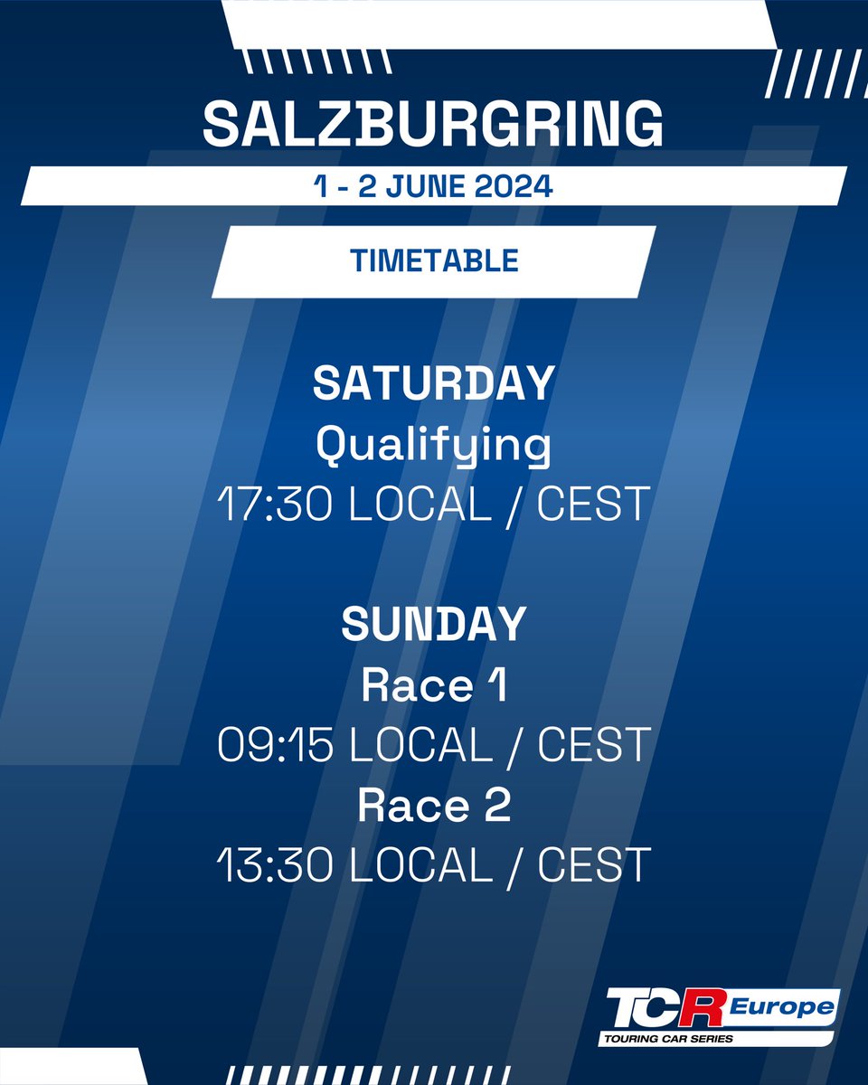 fiatcrworldtour's tweet photo. TIMETABLES for a full racing weekend ahead 🚨

Don't miss any of the action 🏁

- @tcreurope 🇪🇺
- @TCRAustralia 🇦🇺
- TCR Mexico 🇲🇽

#TCRSeries https://t.co/DT61W6mfql