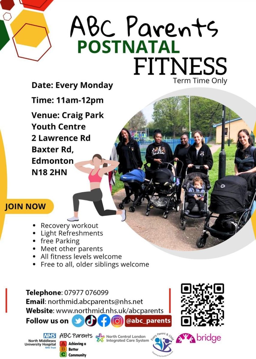 ABC Parents Postnatal Fitness, Every Monday at Craig Park Youth Centre, 11am - 12pm.