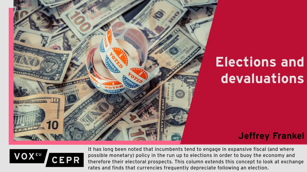 Currencies frequently depreciate after an #election as the incumbent’s efforts to overvalue the currency in the run up to the election are unwound and the new government handles depleted reserves and current account woes. @JFrankelEcon @Kennedy_School ow.ly/c2Nm50RB6pf