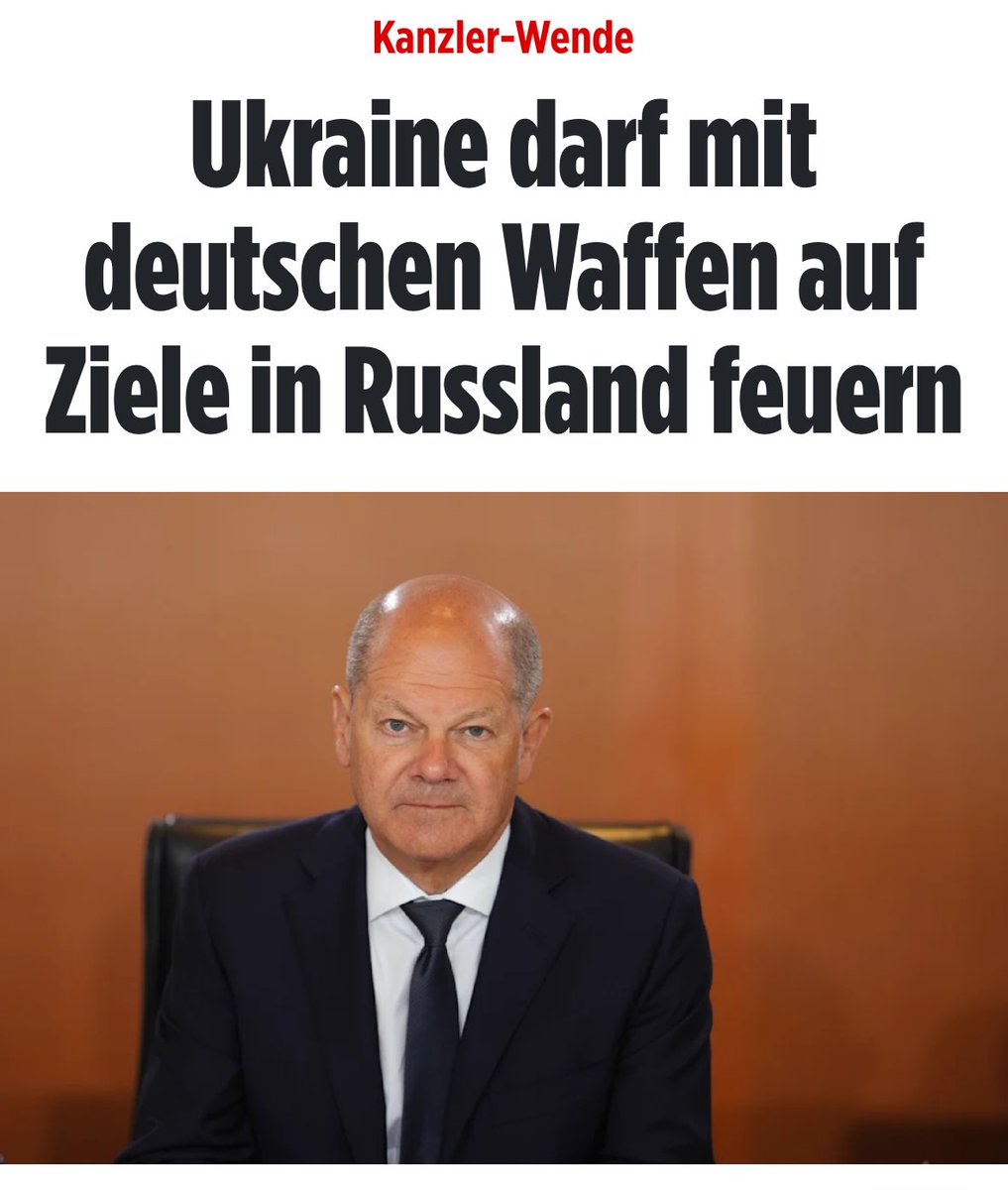 Ist.
Das. 
Krank. 

Scholz erlaubt, Russland mit deutschen Waffen zu beschießen.

Was, in Gottes Namen, erhoffen sich diese Menschenfeinde vom Dritten Weltkrieg?

m.bild.de/politik/krieg-…